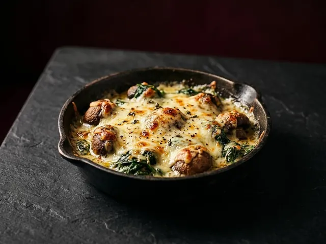 Baked Mushroom with Spinach