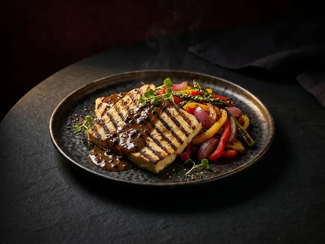 Grilled Paneer with Pepper Sauce