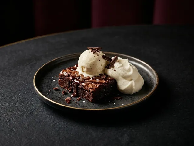 Chocolate Brownie with Ice Cream and Whip Cream